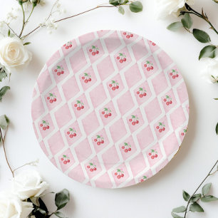 Assiettes En Carton Cerise sur le dessus Baby shower Vintage cerise ro