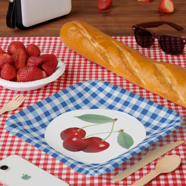 Assiettes En Carton Cerises  (Pique-nique)