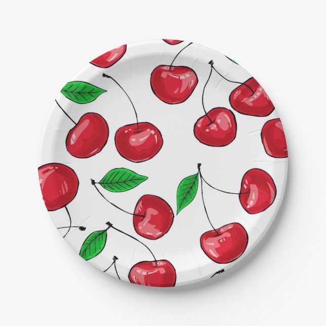 Assiettes En Carton Cerises (Devant)