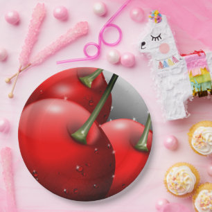 Assiettes En Carton Cerises avec gouttes de ragoût