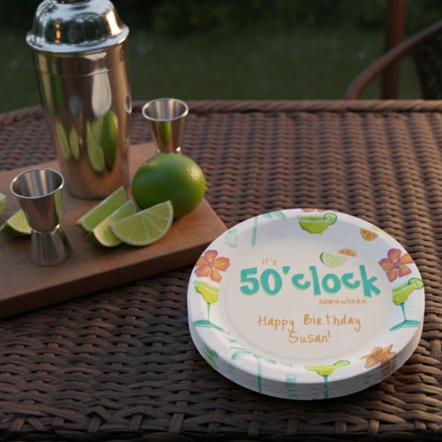 Assiettes En Carton C'est 50 heures Thème de fête (Get the party started with our vibrant, Margarita-themed plates! )