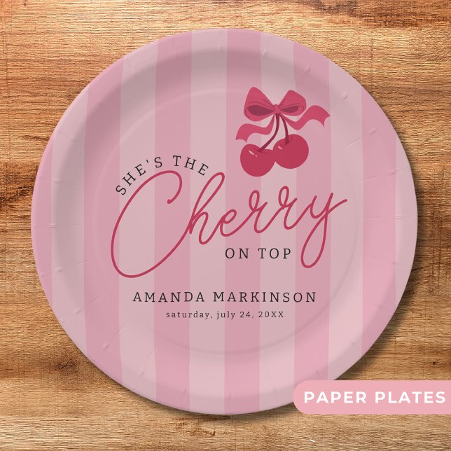 Assiettes En Carton C'est la cerise sur le Baby shower rose (Créateur téléchargé)