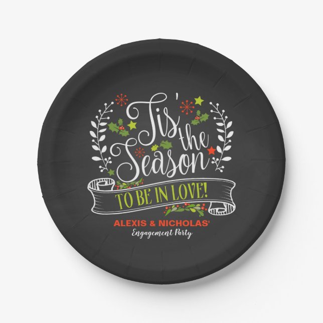 Assiettes En Carton C'est la Plate-Fiançailles de Noël/Fêtes de Saison (Devant)