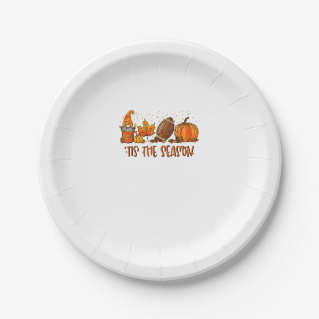 Assiettes En Carton C'Est La Saison Football Sport Automne Citrouille  (Devant)