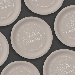 Assiettes En Carton C'est la saison Taupe Fête des mariées d'hiver