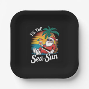 Assiettes En Carton C'Est Le Sea Sun Père Noël Beach Noël En Juy
