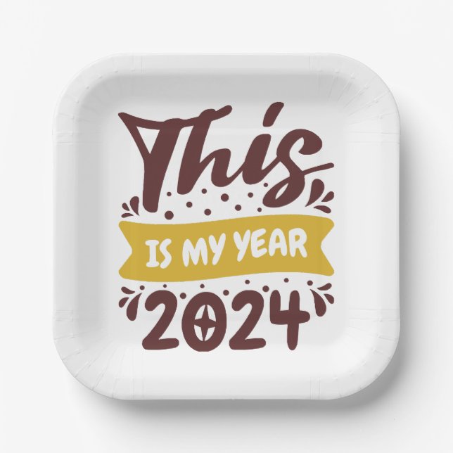 Assiettes En Carton C'est mon année 2024 (Recto)