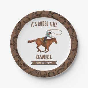 Assiettes En Carton C'est Rodeo Time Cowboy anniversaire