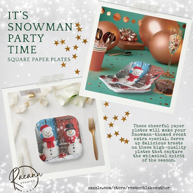 Assiettes En Carton C'est Snowman Party Time Carré Plaques papier (Créateur téléchargé)