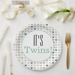 Assiettes En Carton C'est Twins ! Baby shower géométrique moderne