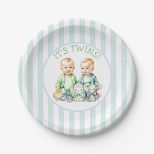 Assiettes En Carton C'est Twins ! Baby shower jumeaux garçon mignon