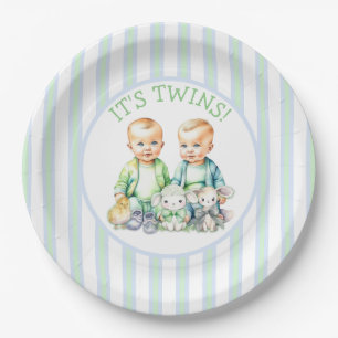 Assiettes En Carton C'est Twins ! Baby shower jumeaux garçon mignon