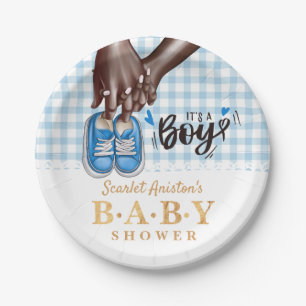 Assiettes En Carton C'est un garçon Baby shower Blue Boy Chaussures