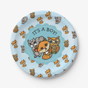 Assiettes En Carton C'est un garçon, le Baby shower du garçon Little F