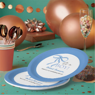 Assiettes En Carton C'est un Ruban Bleu pour Garçon