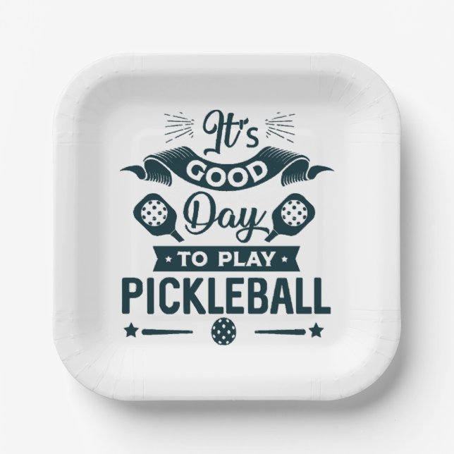 Assiettes En Carton C'est une bonne journée pour jouer au Pickleball (Recto)