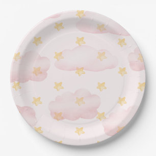 Assiettes En Carton c'est une fête de baby shower aux nuages roses