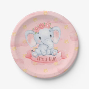 Assiettes En Carton c'est une fête de baby shower d'éléphants