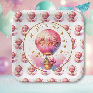 Assiettes En Carton C'est une fille   Baby shower de ballon à air chau