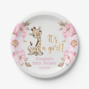 Assiettes En Carton C'est une fille ! Baby shower Safari Animaux