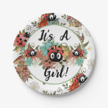 C'est Une Fille Ladybug Baby shower Plaques, Vaiss
