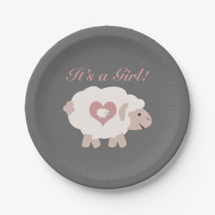 Assiettes En Carton C'est une fille ! Mama Sheep