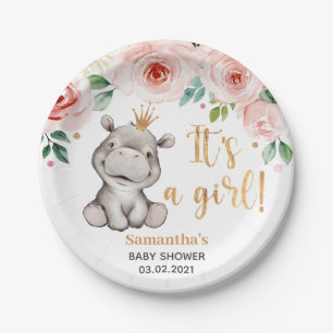 Assiettes En Carton C'est une fille ! Plaque de papier Baby shower Flo