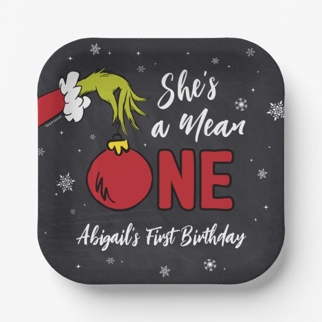 Assiettes En Carton C'est une Mean One | Grinch Chalkboard Anniversair (Recto)