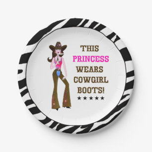 Assiettes En Carton Cette princesse Wears Cowgirl Boots !