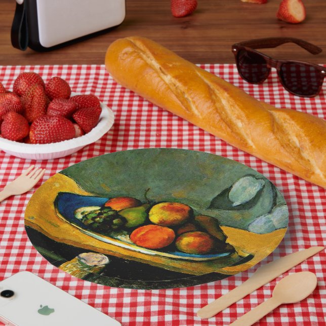 Assiettes En Carton Cezanne - Pêche, poires et raisins (Pique-nique)