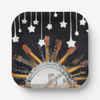 ASSIETTES EN CARTON CHAÎNES DE GUITARE AU SOLEIL