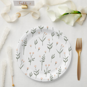Assiettes En Carton Chalet Fleur sauvage Rose Blush Floral Delicate