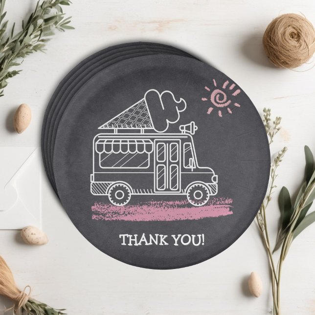 Assiettes En Carton Chalkboard Ice Cream Baby shower camion (Créateur téléchargé)