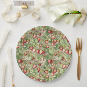 Assiettes En Carton champ de fraises rouges mûres