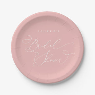 Assiettes En Carton Champagne Blush Fête des mariées moderne