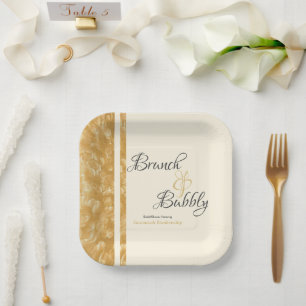 Assiettes En Carton Champagne Bubbles Brunch Fête des mariées Bubbly