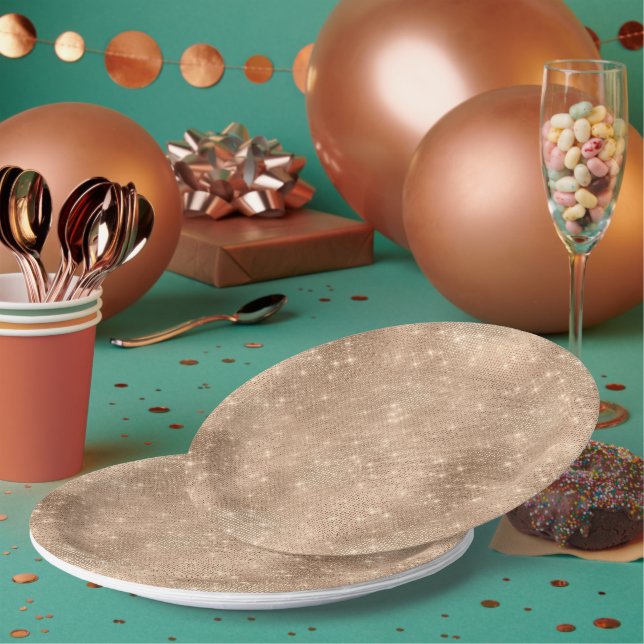 Assiettes En Carton Champagne Gold Glam Sparkle Glitz (Multi)