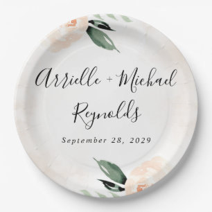 Assiettes En Carton Champagne Jardin Rosée Rose Bleu Élégant Champagne