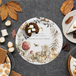 Assiettes En Carton Champignon d'automne Baby shower forestier