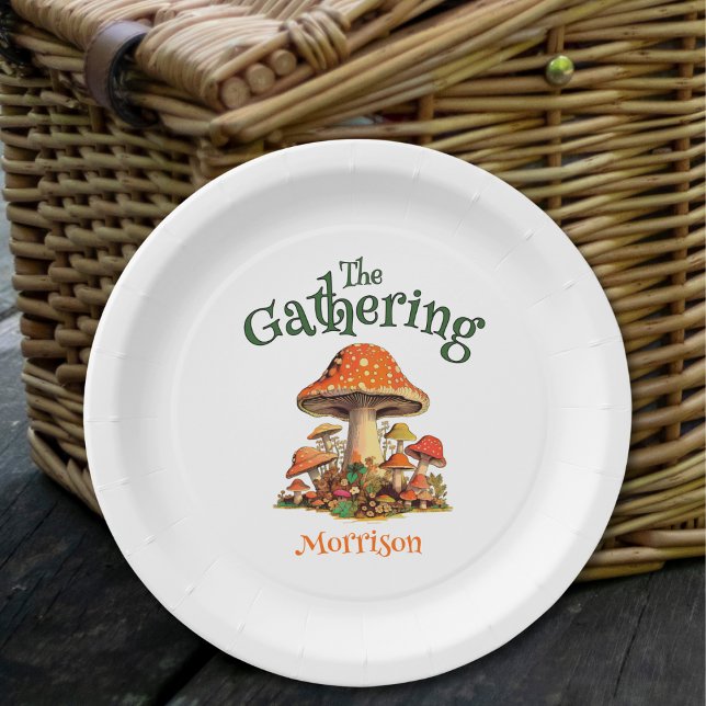 Assiettes En Carton Champignons amusants Rétro Réunion familiale (Créateur téléchargé)