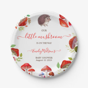 Assiettes En Carton Champignons Rouge Aquarelle Forêt Baby shower rust