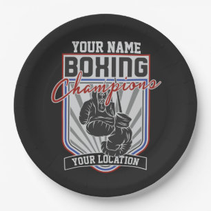 Assiettes En Carton Champions de boxe personnalisés Boxer Fitness Gym
