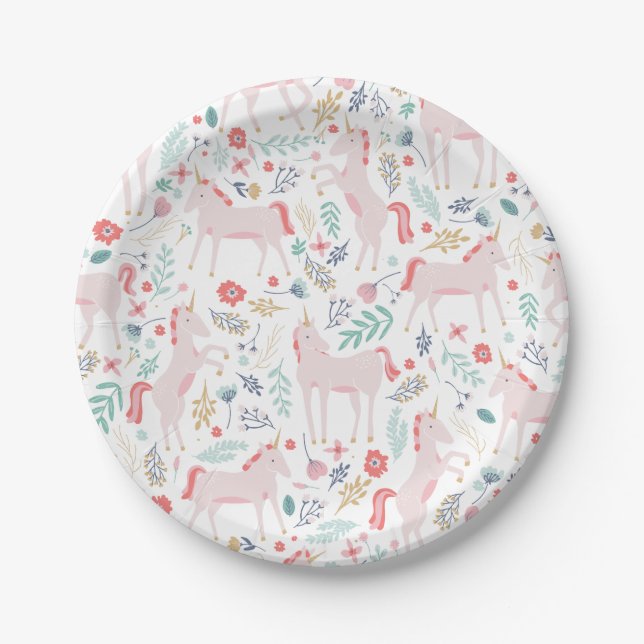 Assiettes En Carton Champs Unicorne (Devant)