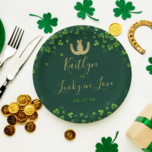 Assiettes En Carton Chanceux en amour Bridal Shower Saint-Patrick