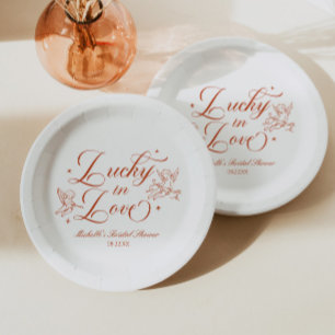 Assiettes En Carton Chanceux en amour Vintage Cupidon Enterrement de v