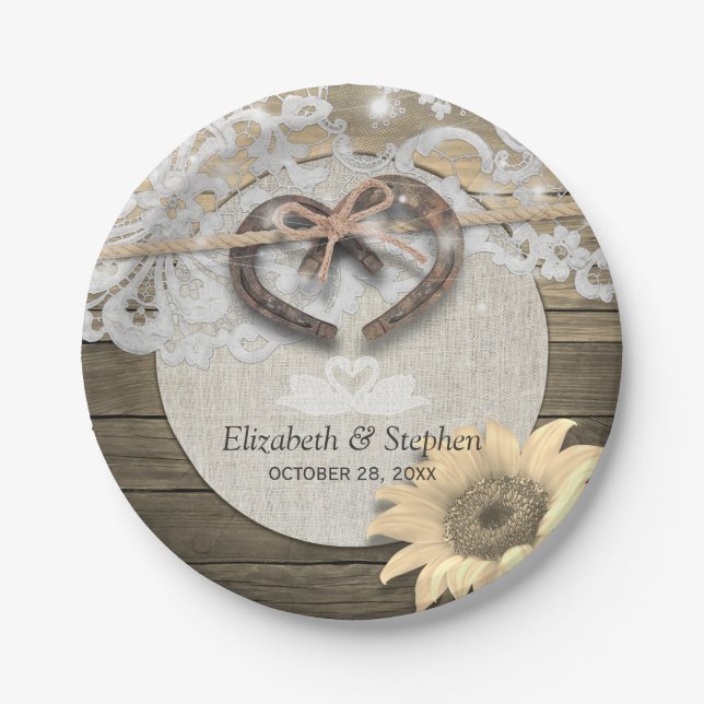 Assiettes En Carton Chandails Burlap Lace Wedding shower (Devant)