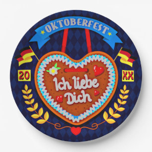 Assiettes En Carton Changer l'année Oktoberfest 20xx Ich Liebe Dich 9"