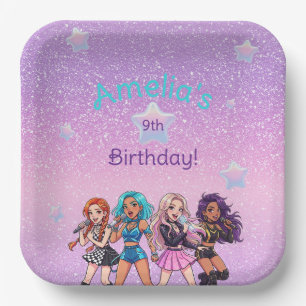 Assiettes En Carton Chanson d'anniversaire K-Pop coréenne