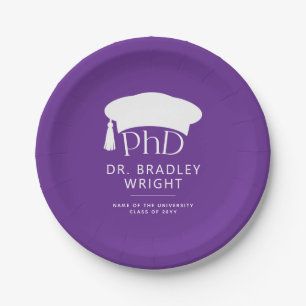Assiettes En Carton Chapeau de doctorat personnalisé pour la remise de
