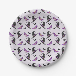 Assiettes En Carton Chapeau de sorcière et talons avec motif Halloween